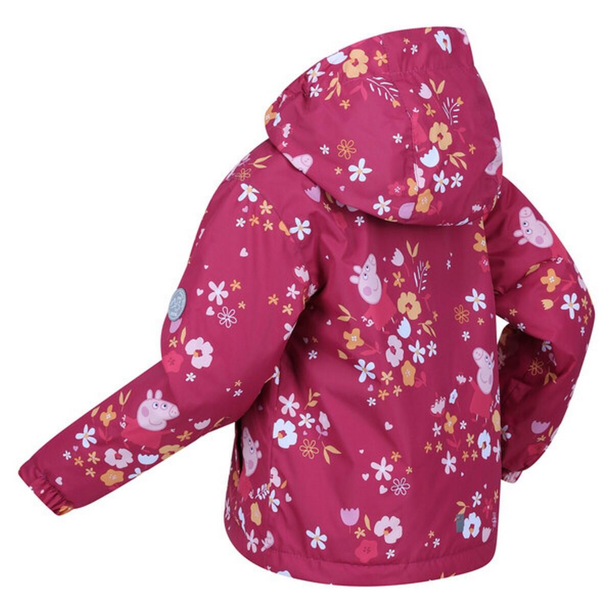 Childrens/Kids Muddy Puddle Peppa Pig Autumnal Padded Waterproof Jacket (Berry 3/5