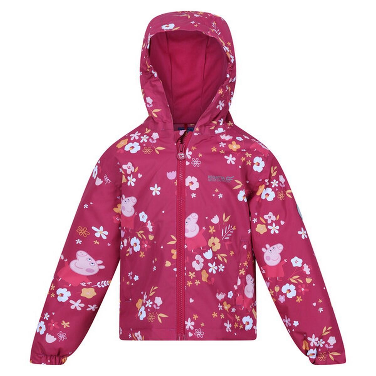 Childrens/Kids Muddy Puddle Peppa Pig Autumnal Padded Waterproof Jacket (Berry 1/5