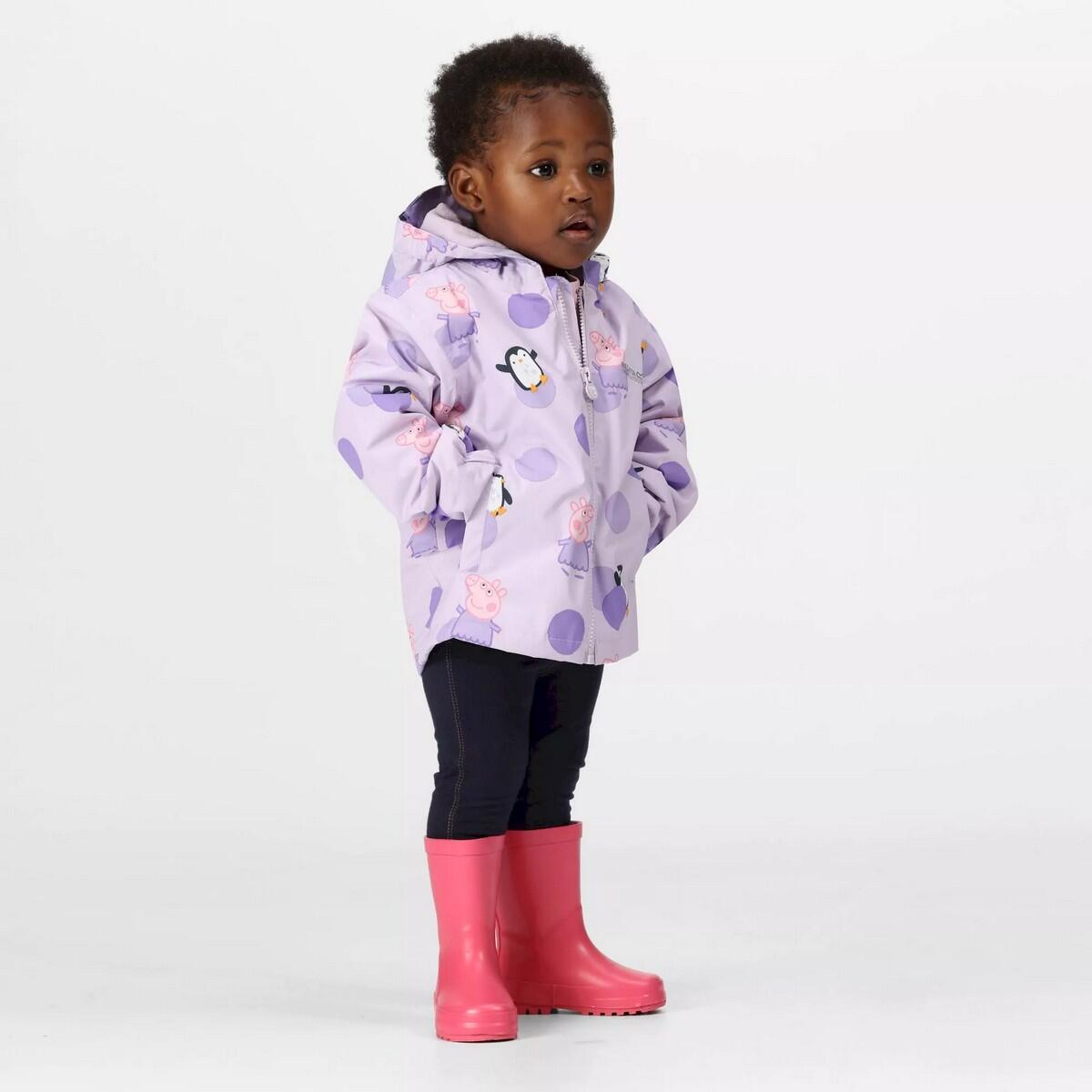 Childrens/Kids Muddy Puddle Peppa Pig Polka Dot Padded Waterproof Jacket (Pastel 3/4