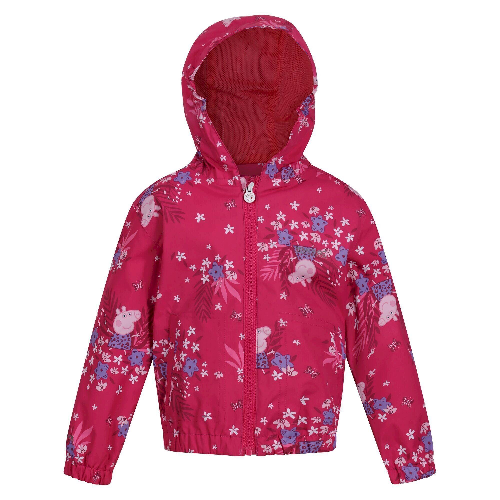 REGATTA Childrens/Kids Peppa Pig Flowers Waterproof Jacket (Pink Fusion)