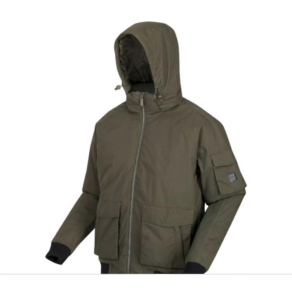 Mens Faizan Hooded Waterproof Jacket (Dark Khaki) 3/4