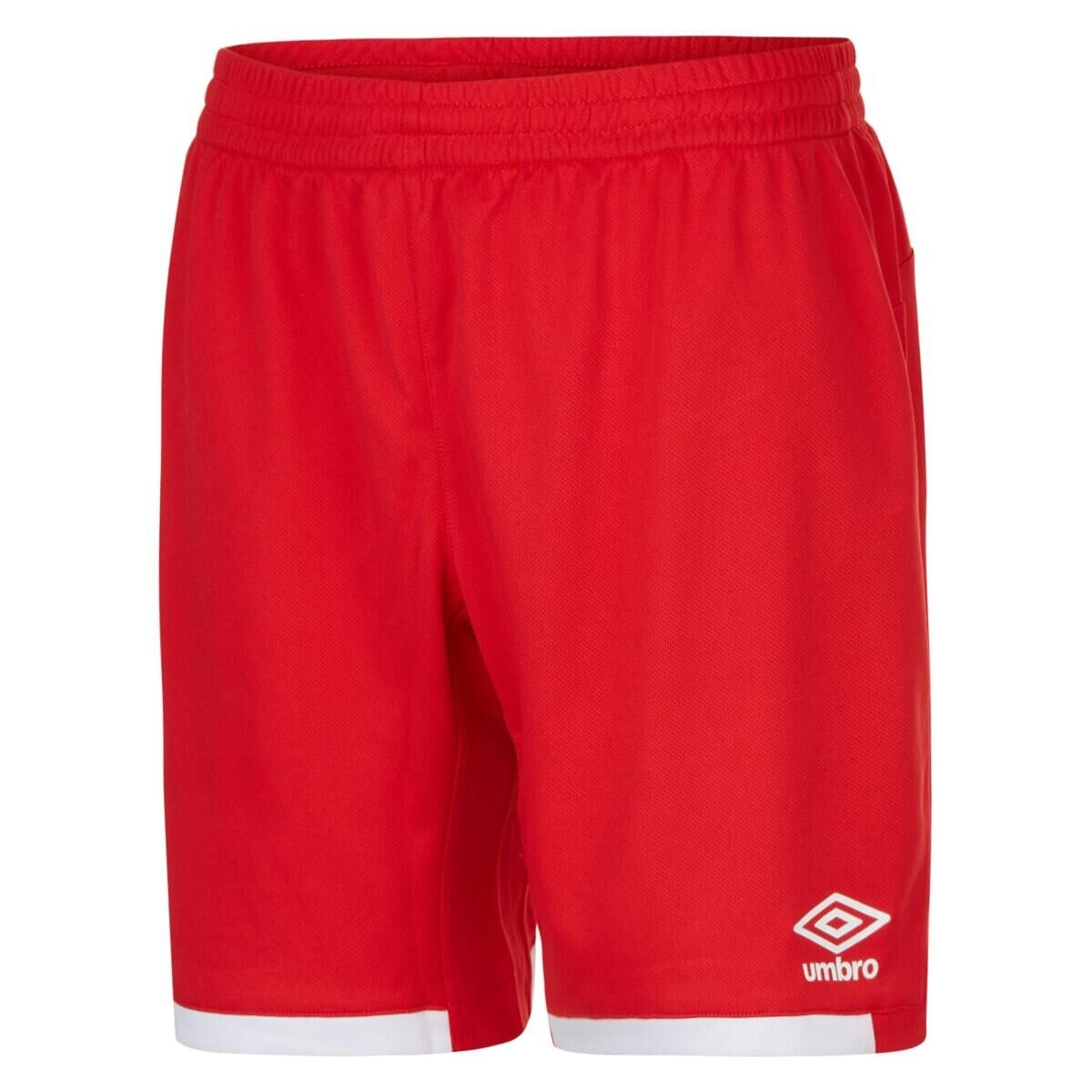 UMBRO Unisex Adult Stacked Logo Shorts (Vermillion/White)