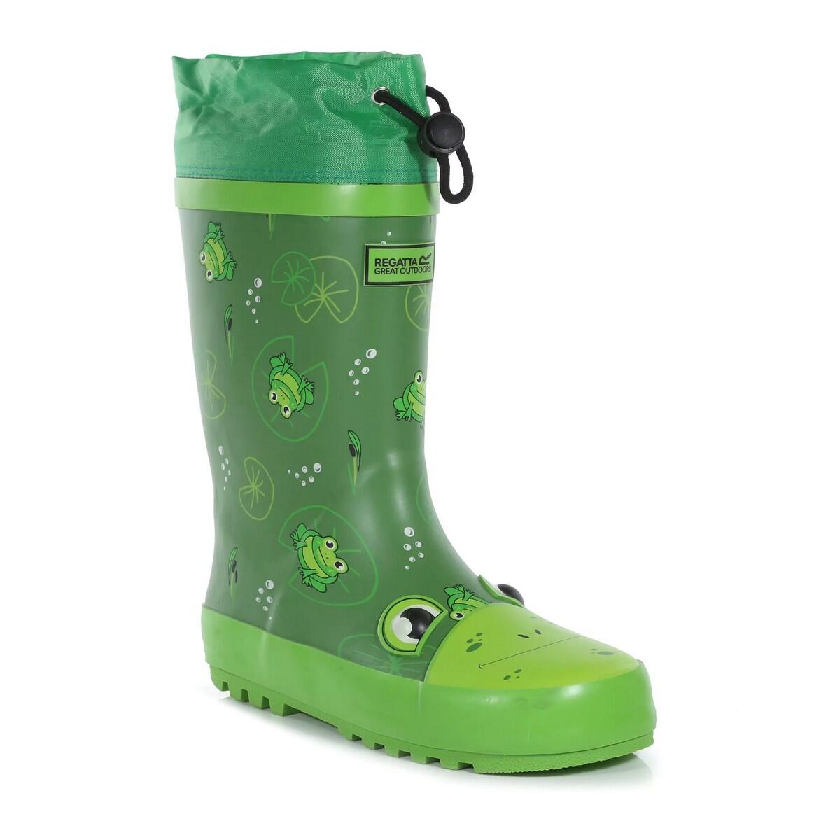 Childrens/Kids Mudplay Jnr Frog Square Wellington Boots (Frog Green) 1/5