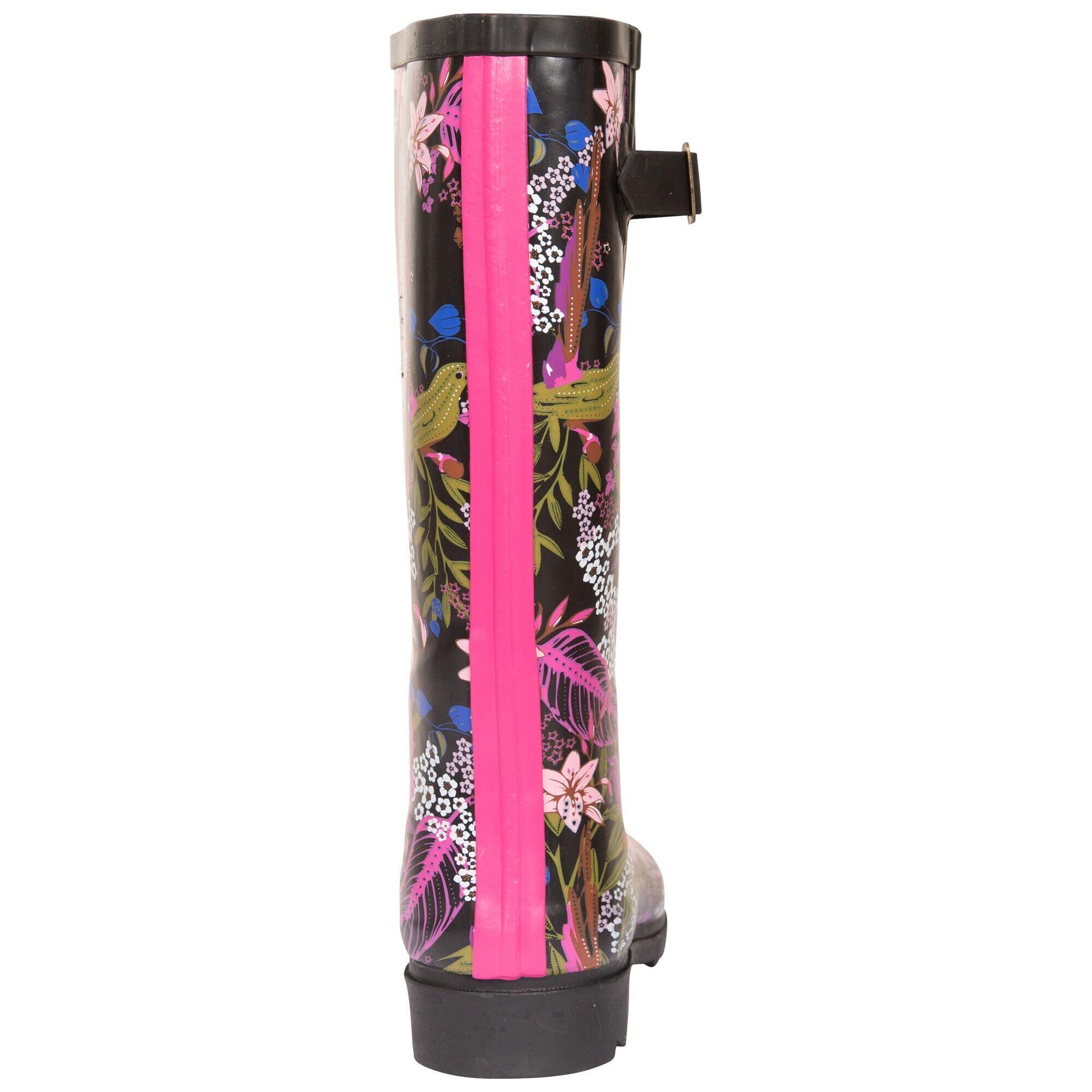 Gummistiefel "Elena", Floral Damen Schwarz/Grün bedruckt 2/5