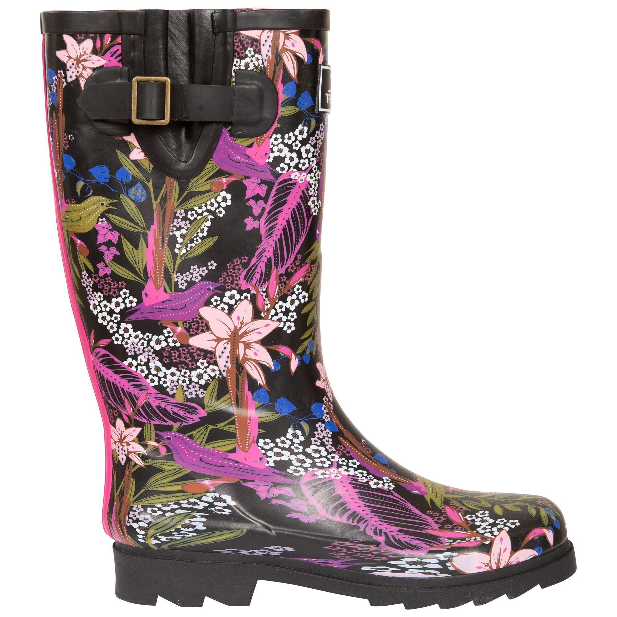 Gummistiefel "Elena", Floral Damen Schwarz/Grün bedruckt 4/5