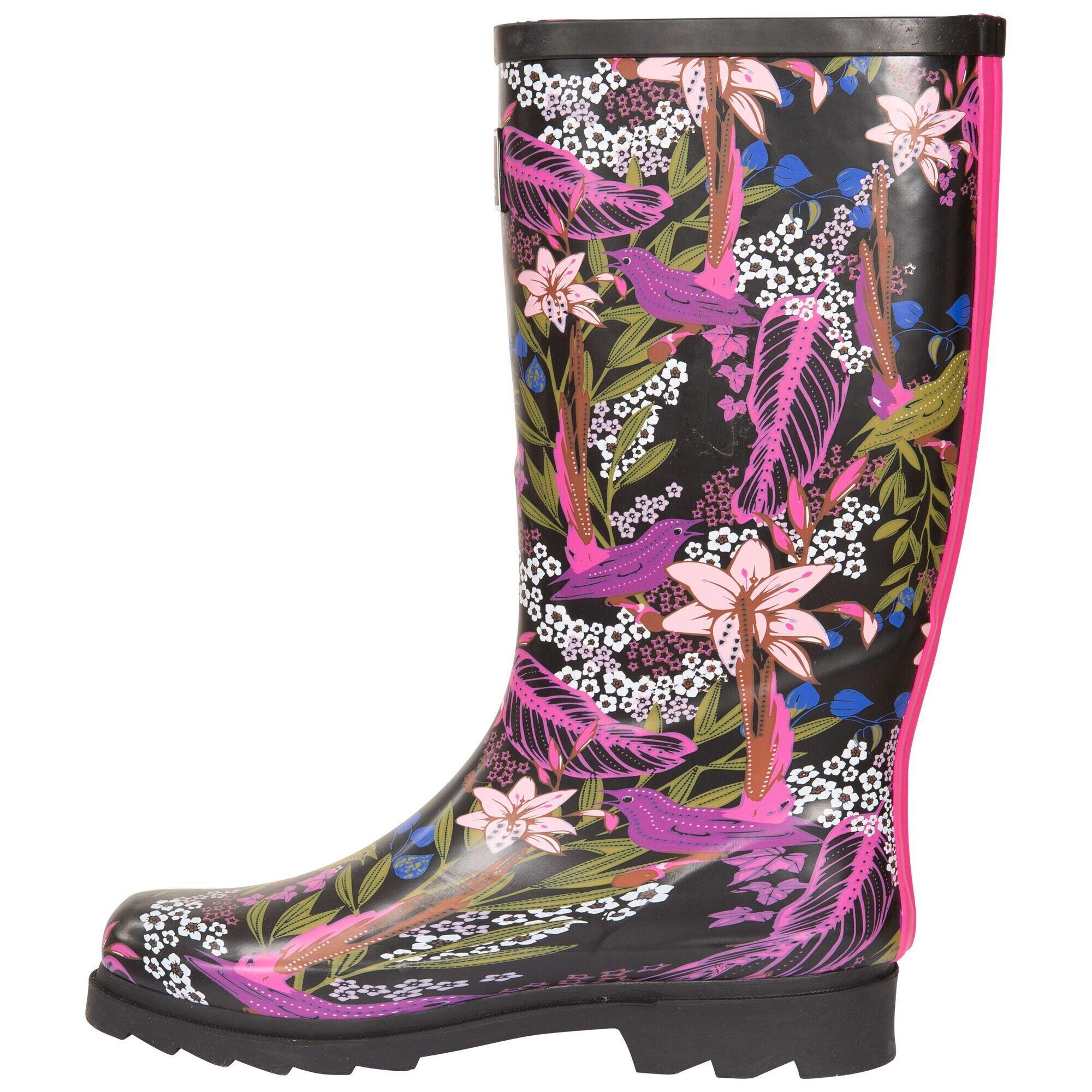 Gummistiefel "Elena", Floral Damen Schwarz/Grün bedruckt 3/5