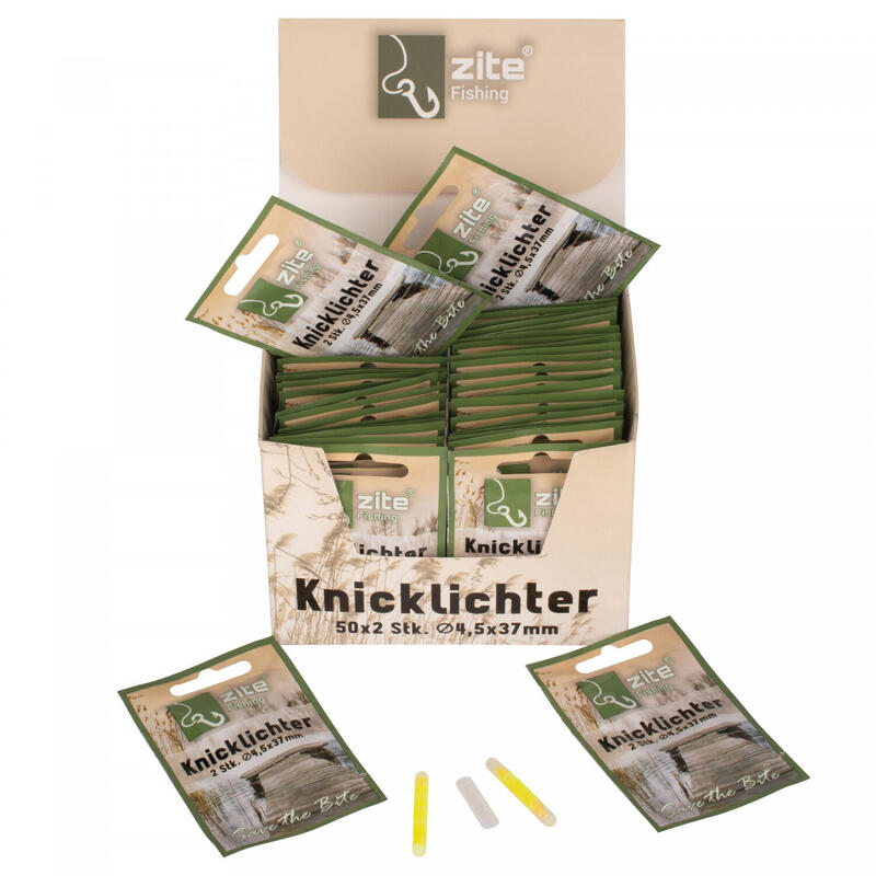 Knicklichter Angeln 100 Stück Box 4,5x37mm gelb/grün