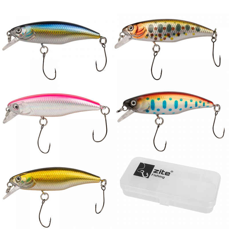 Forellenwobbler Set 5,2cm 4,5g 5 Stück Wobbler Forellen Angeln in Köderbox