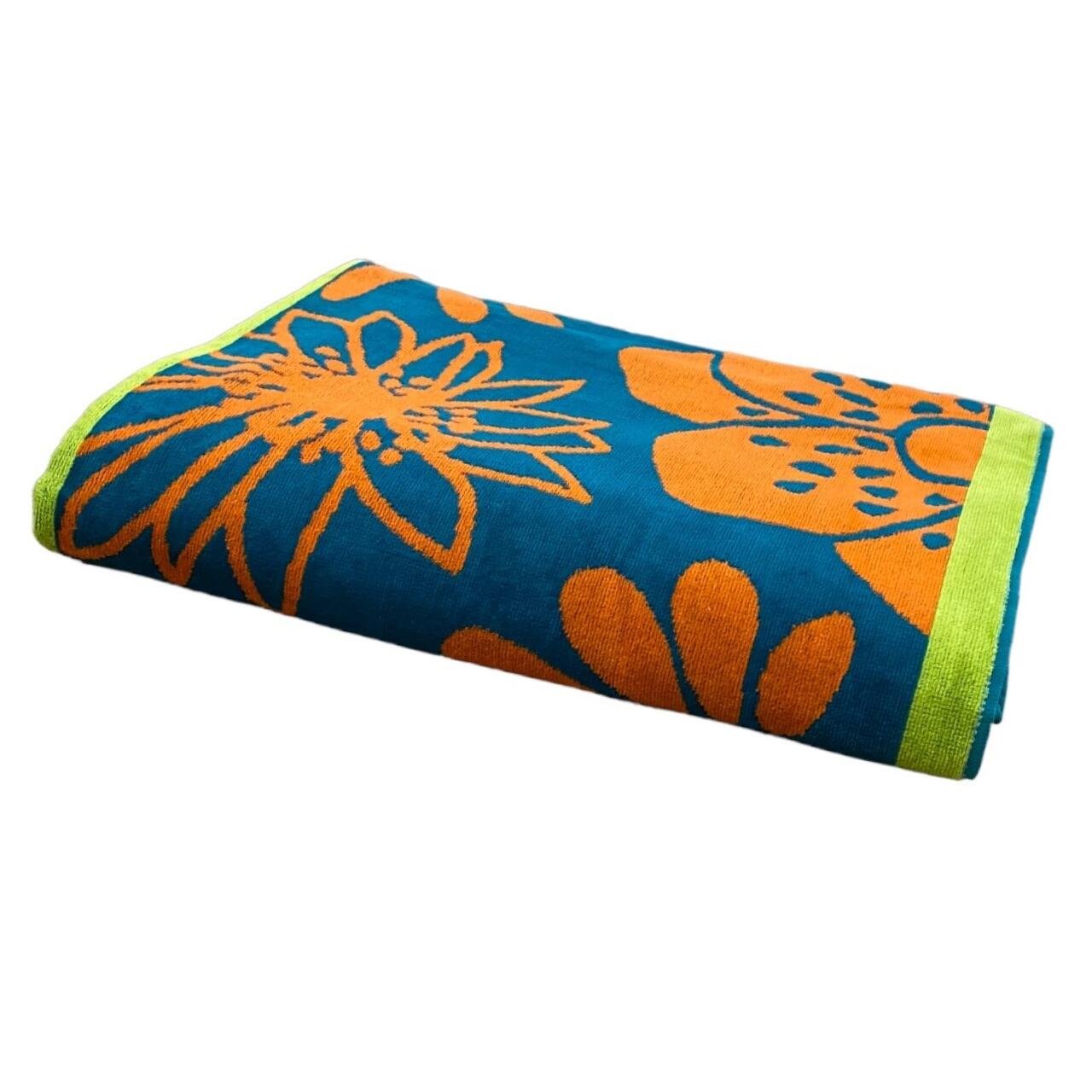 Serviette De Plage Delindo 90x170 Cm - Coton égyptien, Avec Poche Intégrée, Bleu