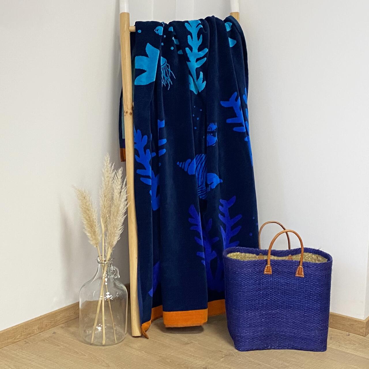 Telo mare XL in spugna velour Jacquard - Algas - 140x180 cm - 400 g/m² 2/4