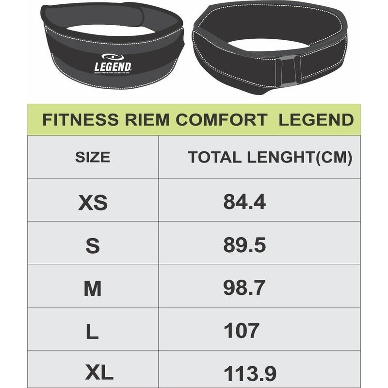 Fitness Riem Comfort Heren/Dames Zwart Nylon - Verschillende maten - Sterke