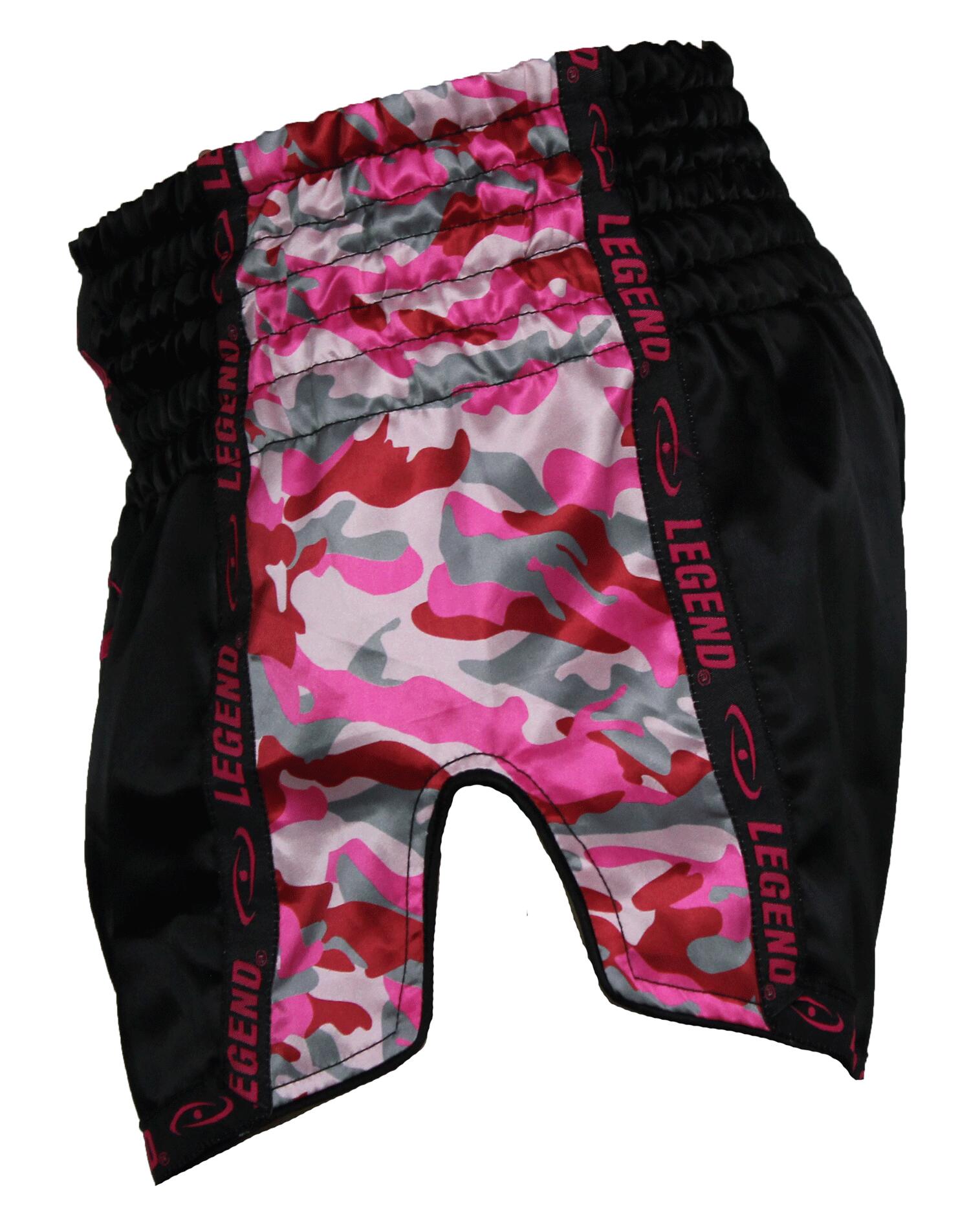 Kickboks Broekje Meisjes/Dames Camo Roze Satijn 5/5