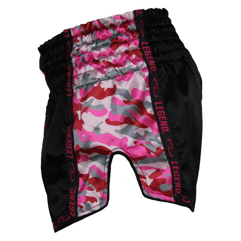 Kickboks Broekje Meisjes/Dames Camo Roze Satijn