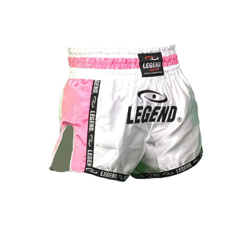 Kickboxing Shorts Filles/Dames Blanc-Rose Satin