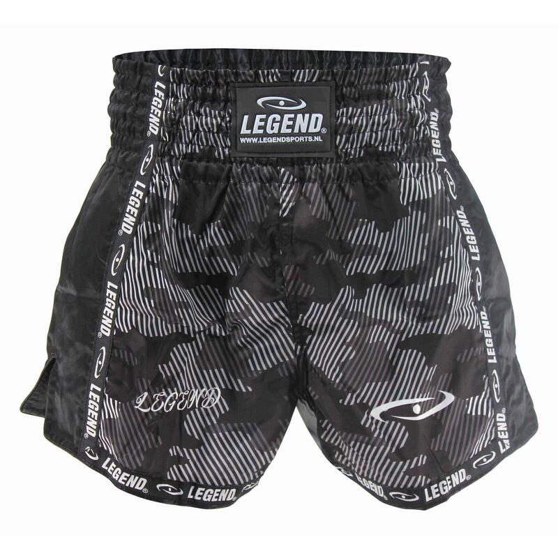 Short Kick Boxing Enfant/Adulte Camo Noir Satin