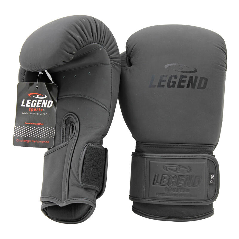 Gants de Boxe Legend Power Homme/Femme Cuir Noir Mat