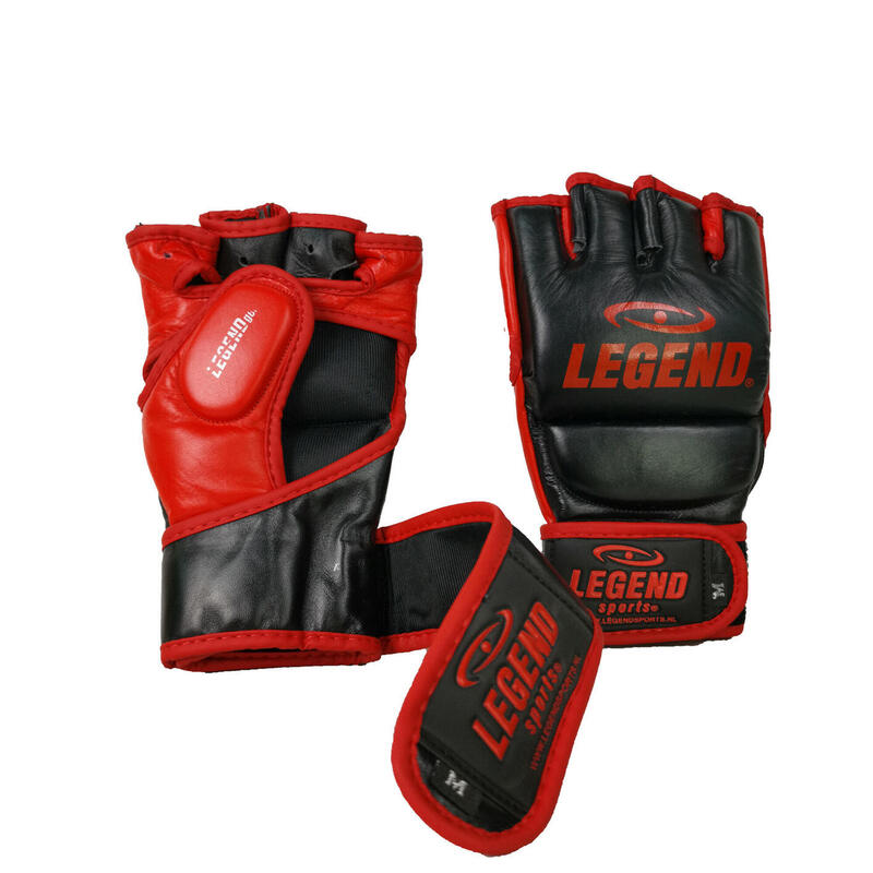 Bokszak / MMA Handschoenen Heren/Dames Zwart-Rood Leer - Maten: S