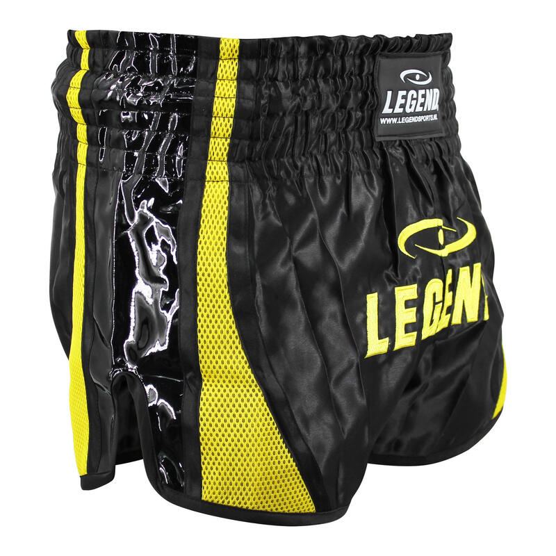 Short Kickboxing Enfants/Adultes Jaune-Noir Satin