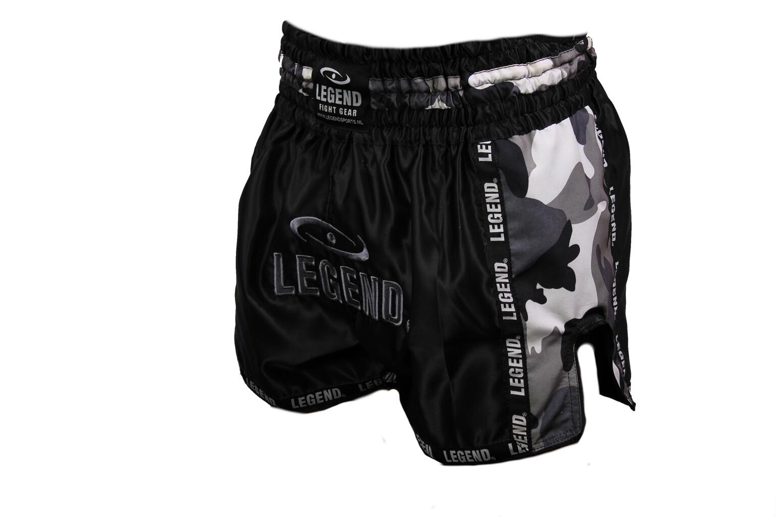 Kickboks Broekje Kids/Volwassenen Camo Grijs Satijn 2/4