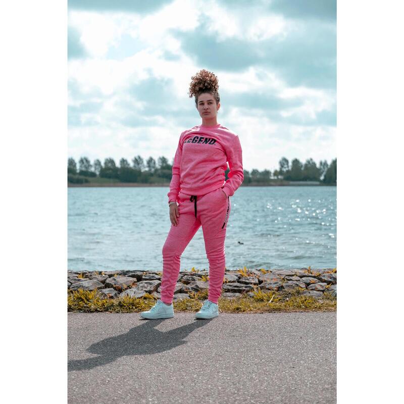 Joggingpak met Hoodie Meisjes/Dames Roze SlimFit Polyester Fitness en Hardlopen