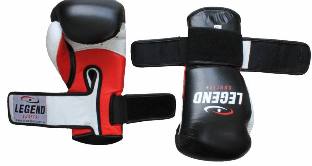 Legend Power Bokshandschoenen Heren?Dames Zwart-Wit-Rood Leer 4/5