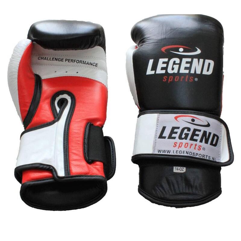 Gants de Boxe Homme/Femme Legend Power Cuir Noir-Blanc-Rouge