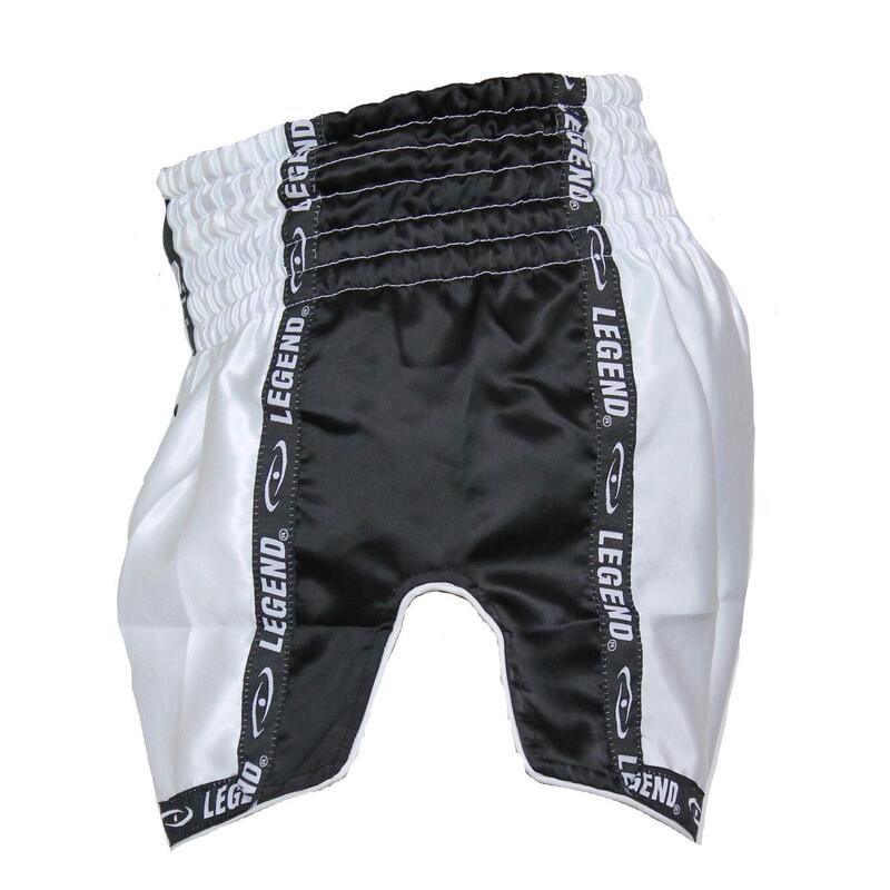 Kickboxing Short Enfants/Adultes Noir/Blanc Satin