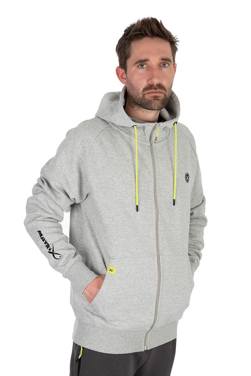 MATRIX Matrix Full Zip Hoody Marl Grey / Lime (Black Edition) Small
