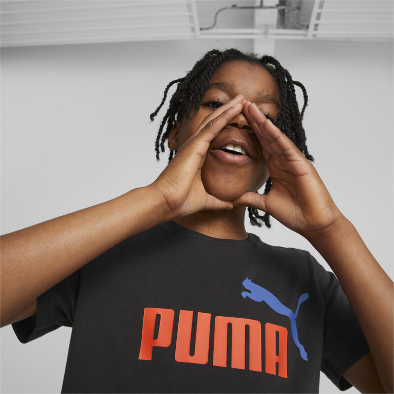 Essentials+ Two-Tone Logo T-Shirt Jungen PUMA Black Warm Earth Red