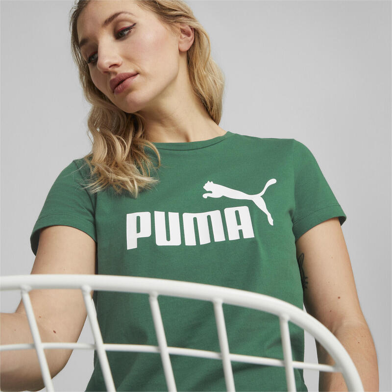 Essentials T-shirt met logo voor dames PUMA Vine Green