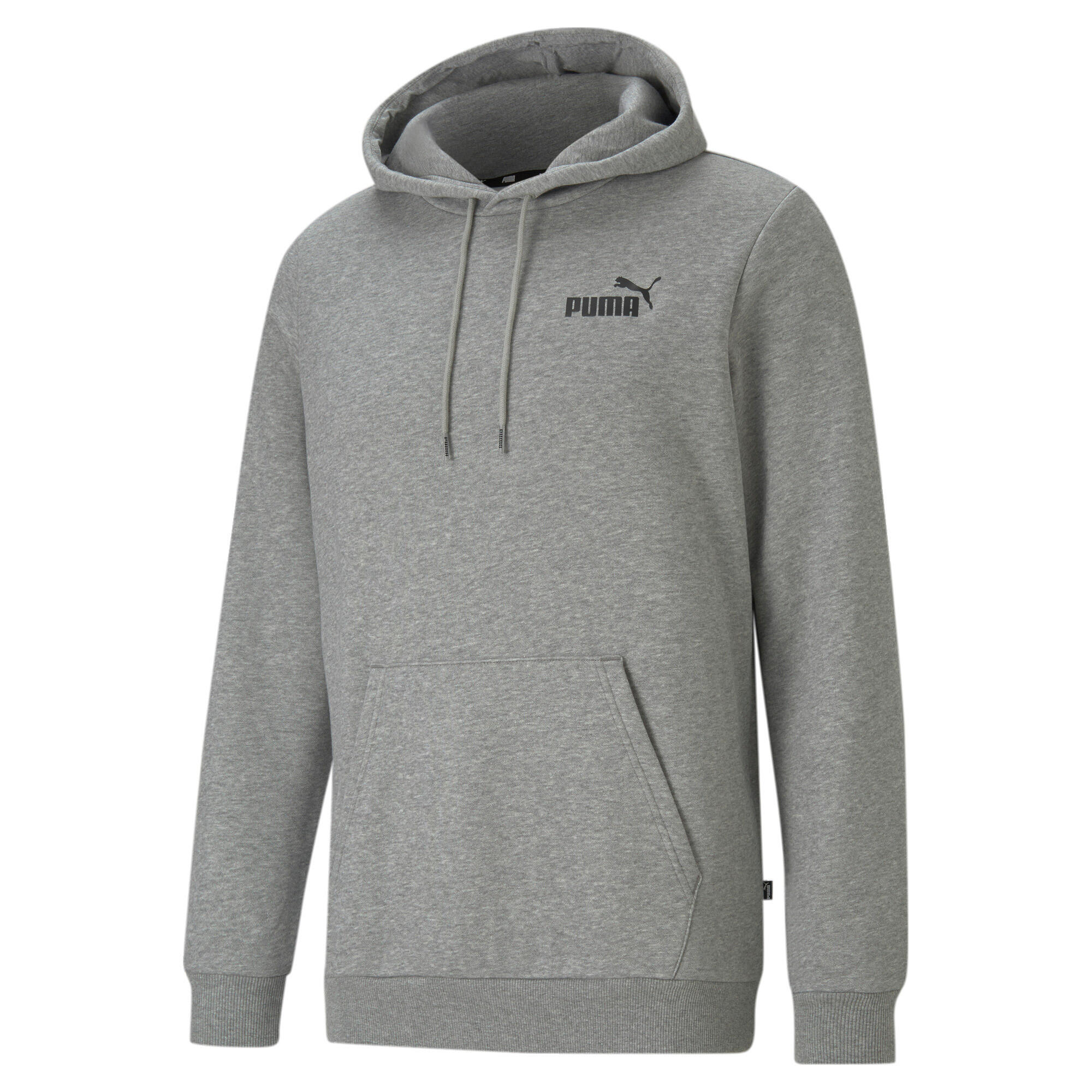 PUMA Mens Essentials Small Logo Hoodie Hooded Top - Medium Gray Heather 1/3