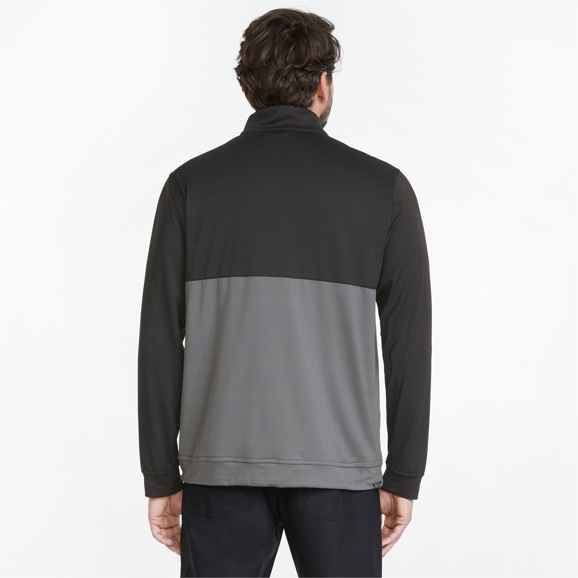 PUMA Mens Gamer Colourblock Quarter-Zip Men’s Golf Pullover - Black-Quiet Shade 2/6