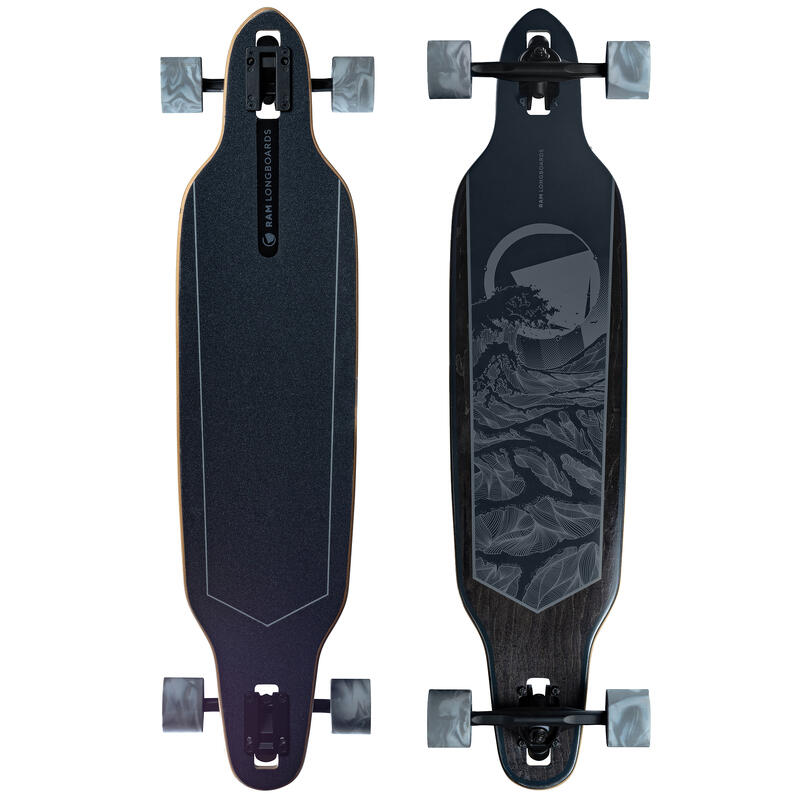 RAM Longboard Complete Board 38" x 8.75" ABEC 9 Solitary nero
