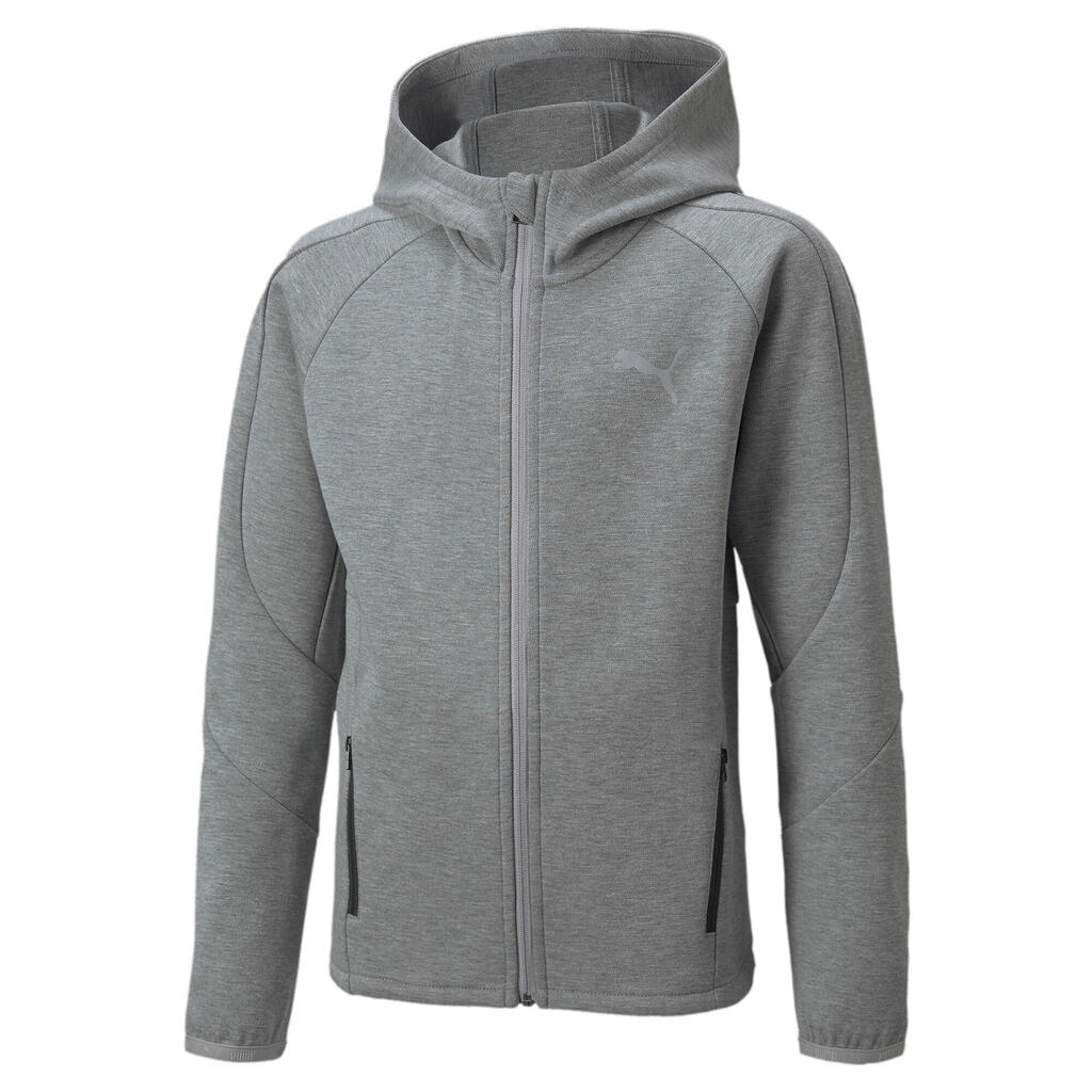 PUMA Kids Boys Evostripe Full-Zip Youth Hoodie Hooded Top - Medium Gray Heather