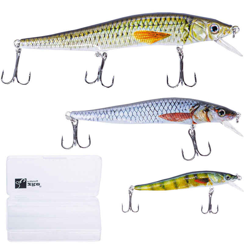 Wobbler Set Natur Prints Barsch Zander Angeln 3 STK 6-12 cm
