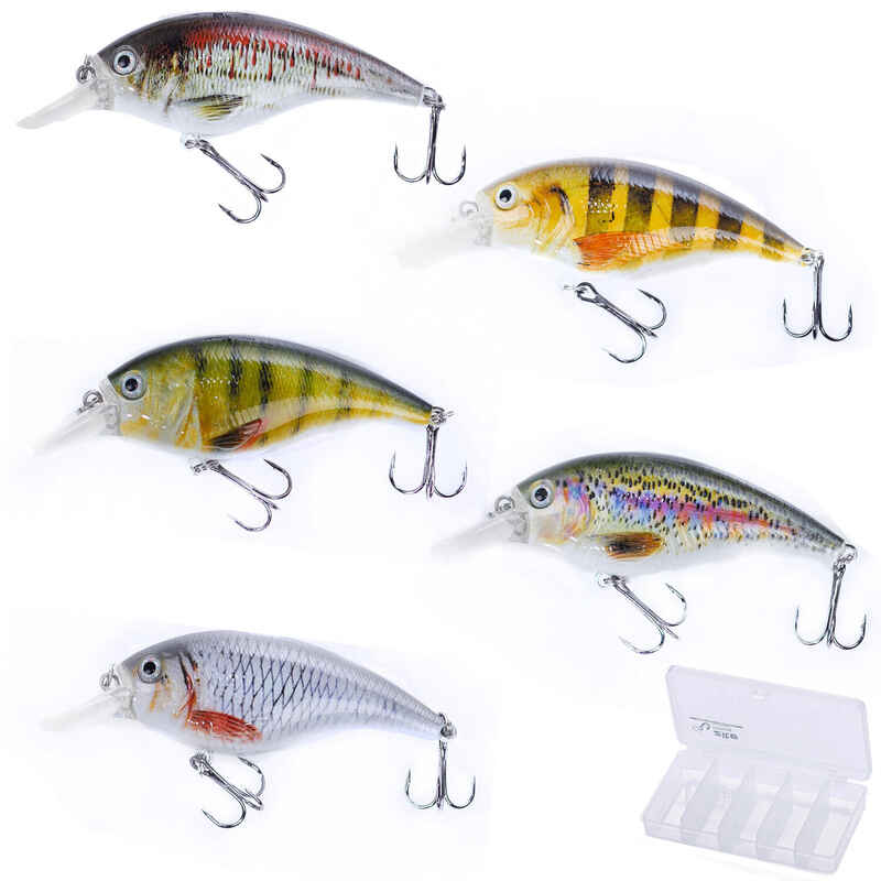 Crankbait Wobbler Angelköder Set Natur-Designs 8,9cm 5 Stück in Box