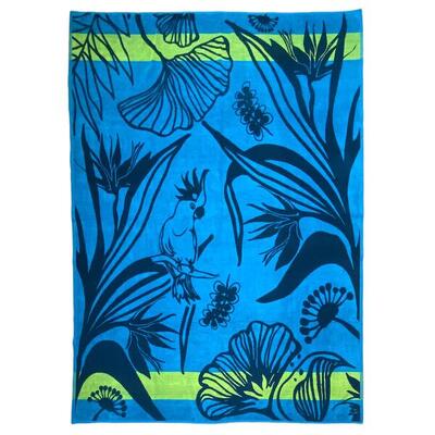 XL-Strandtuch aus Veloursfrottee Jacquard Blau 140x180 400g/m² - Papiga