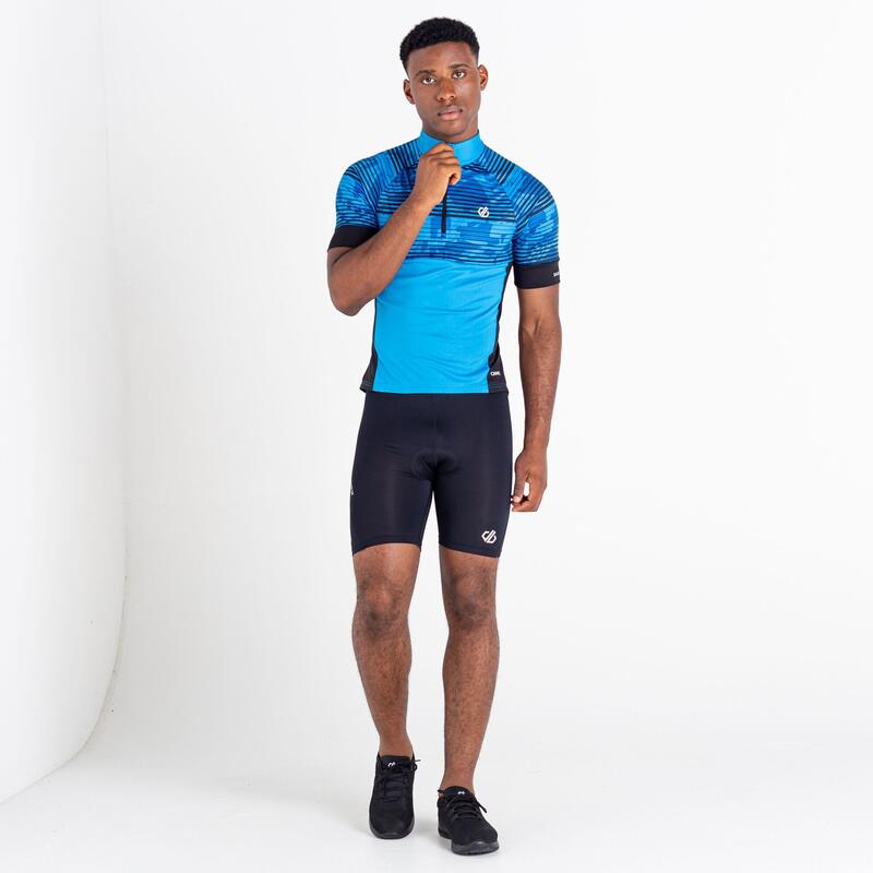 Stay The Course II fiets-T-shirt en halve rits voor heren - Felblauw