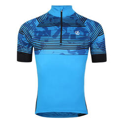 Stay The Course II fiets-T-shirt en halve rits voor heren - Felblauw