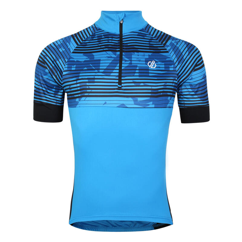 Stay The Course II fiets-T-shirt en halve rits voor heren - Felblauw