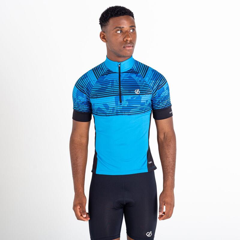 Stay The Course II T-shirt de cyclisme zippé à moitié pour homme - Bleu vif
