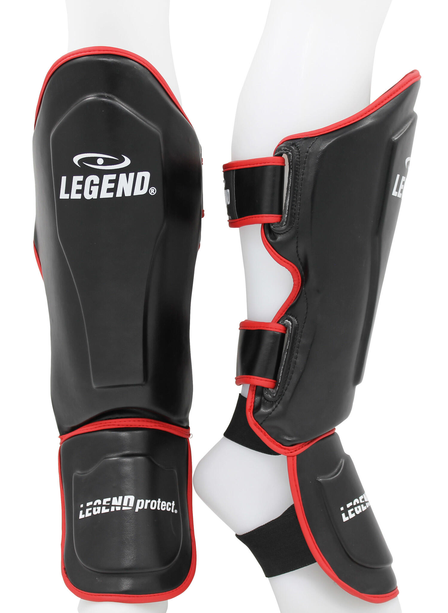 Kickboks Scheenbeschermers Legend Best Heren/Dames Zwart-Rood PU 4/5