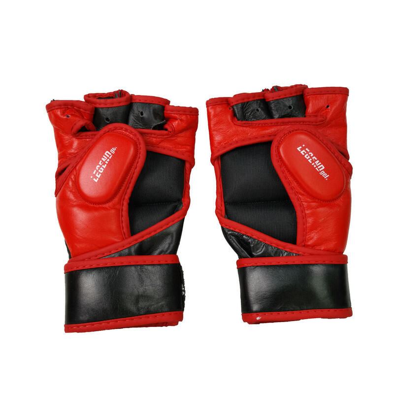 Bokszak / MMA Handschoenen Heren/Dames Zwart-Rood Leer - Maten: L