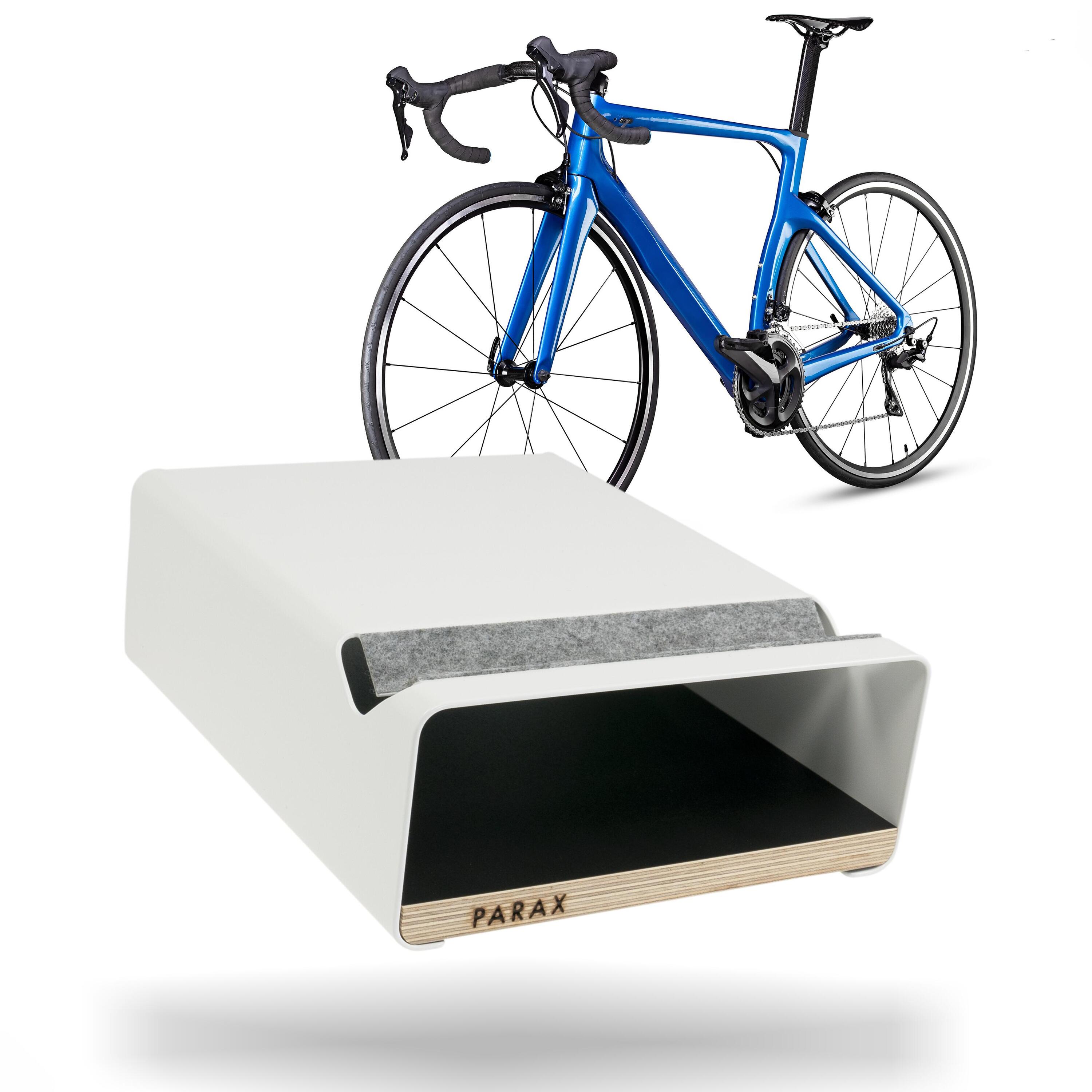 PARAX Fiets wandhouder - hout en aluminium - plank - wit - S-RACK