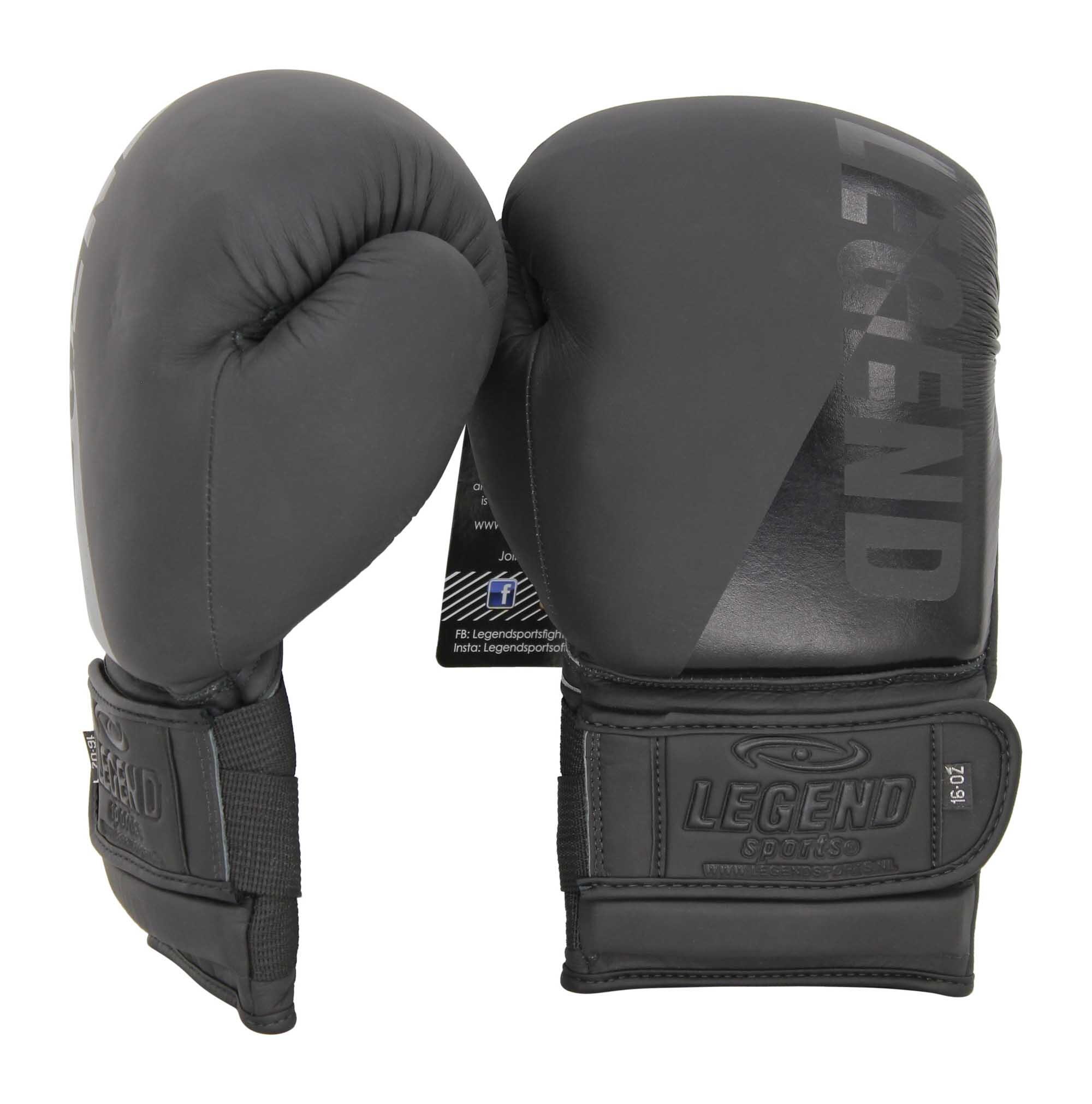 Gants de boxe à verrouillage de poignet hommes/femmes en cuir noir mat 6/6