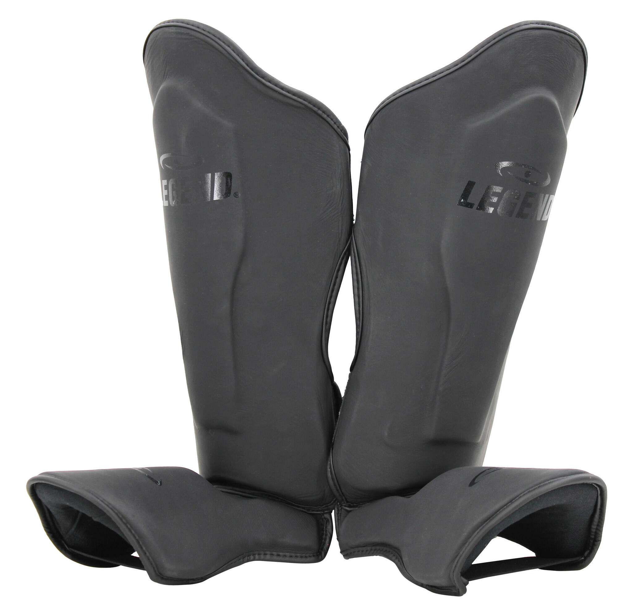 Protège-tibias kickboxing cuir PRO Noir Mat 5/6