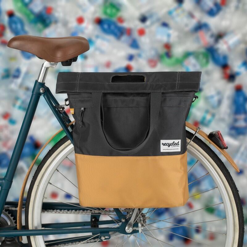 Gerecyclede shopper fietstas 20 liter - grijs/geel