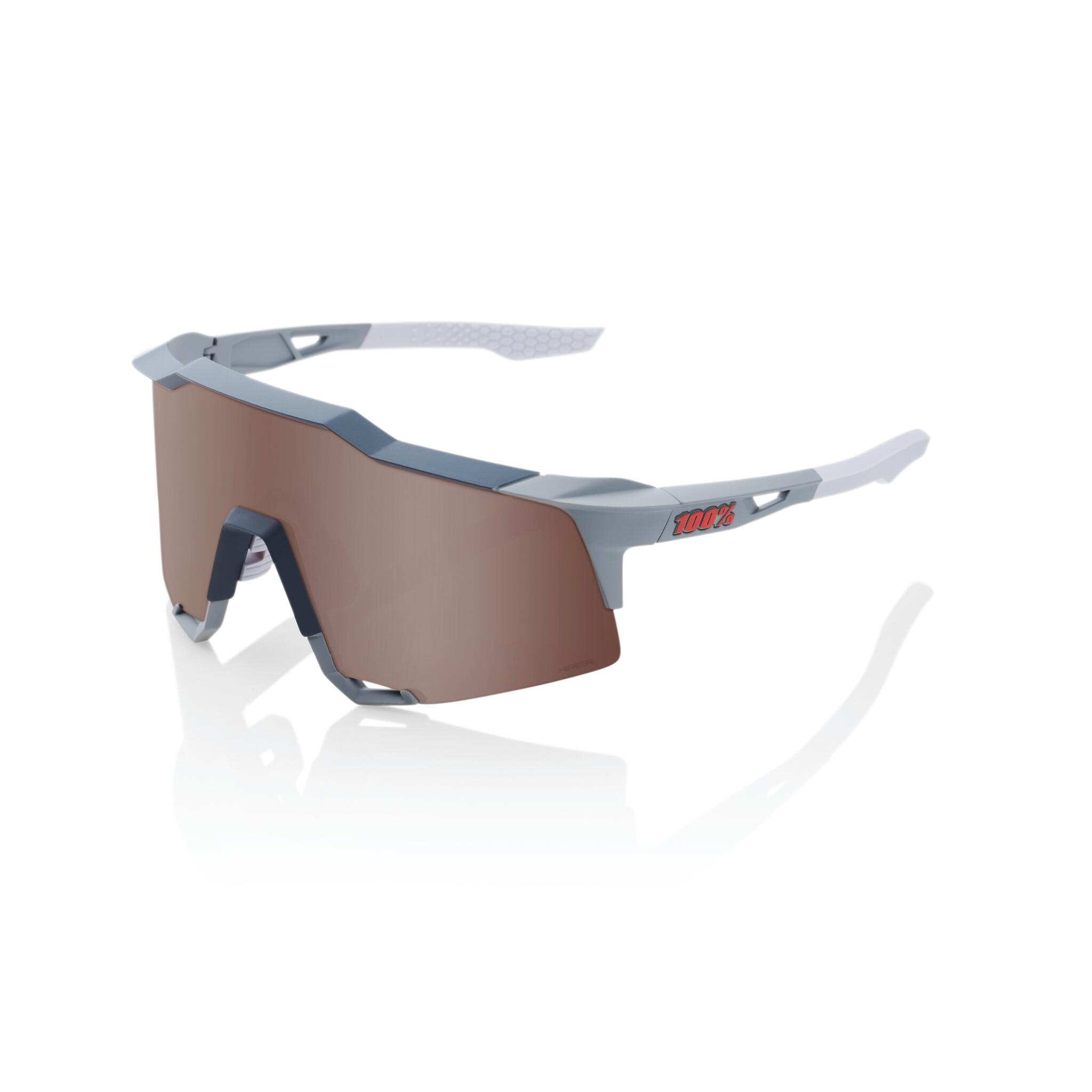 100% 100% Speedcraft - Soft Tact Stone Grey - HiPER Crimson Silver Mirror Lens