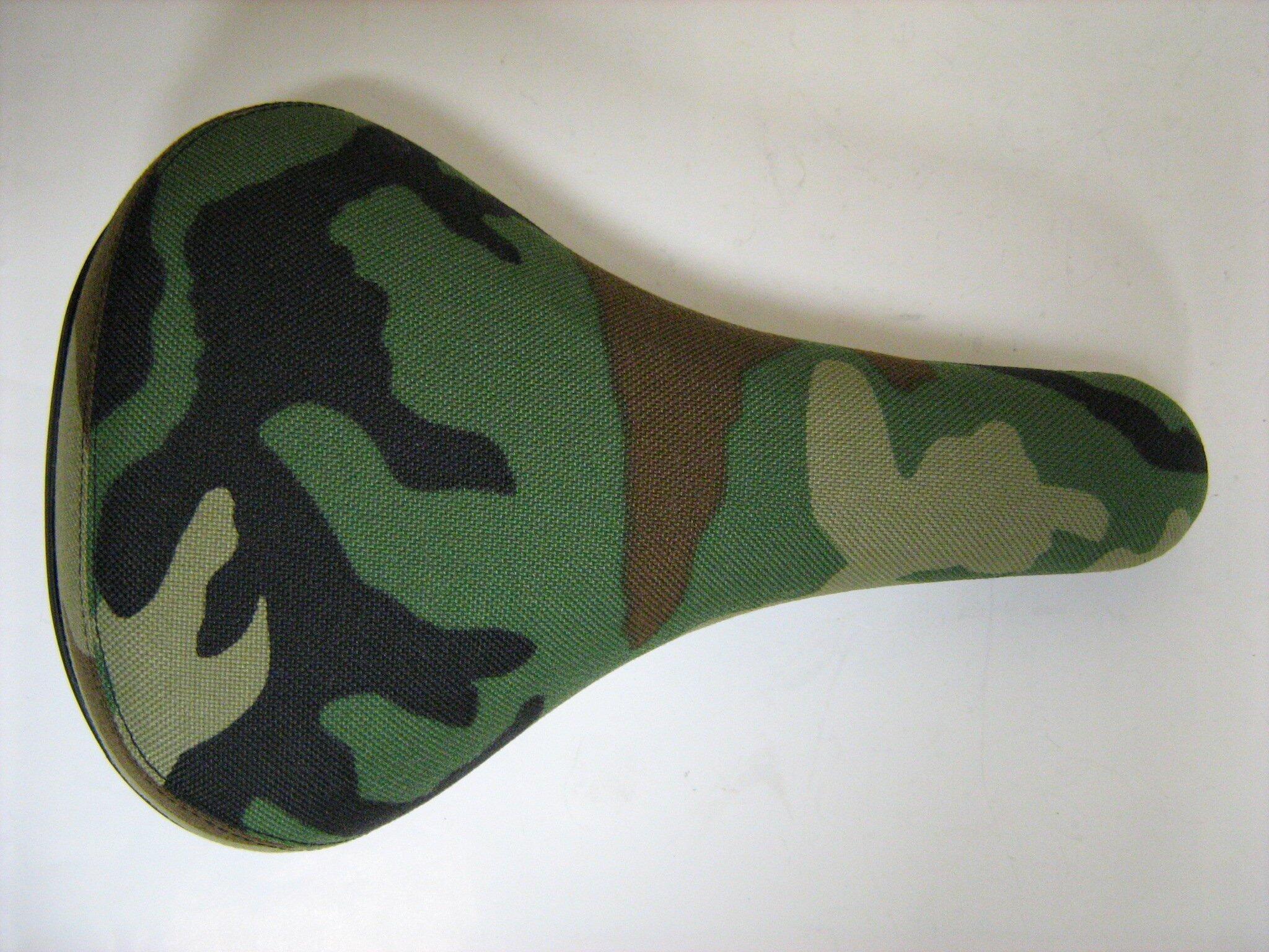 Railed Bike Seat for Wheelie Cruiser MTB Bikes - Green Black Camo Fabric 2/5