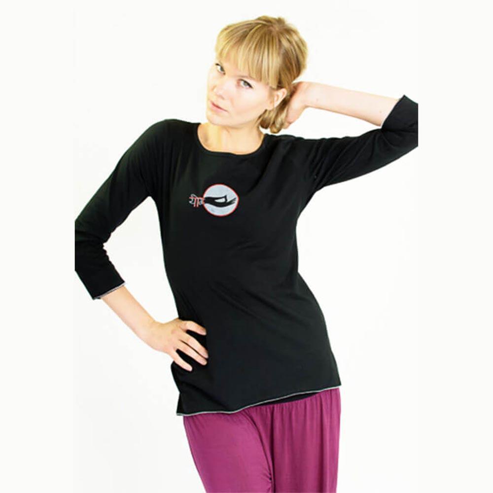 T-shirt de yoga femme 100% Bio certifié Gots - Haut de yoga 7 chakras brodés 2/5